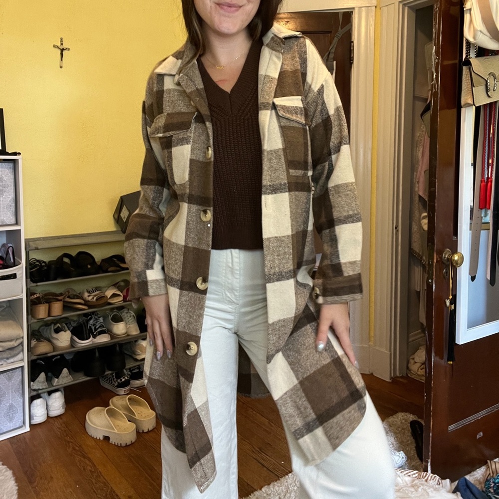 Chocolate neutral shacket